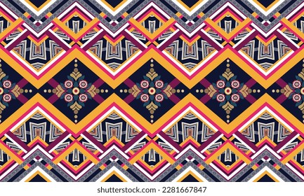 Geometric ethnic pattern vector background. seamless pattern traditional,Design for background, wallpaper, Batik, fabric, carpet, clothing, wrapping, and textile. Colorful ethnic pattern illustration