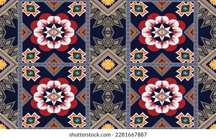 Geometric ethnic pattern vector background. seamless pattern traditional,Design for background, wallpaper, Batik, fabric, carpet, clothing, wrapping, and textile. Colorful ethnic pattern illustration