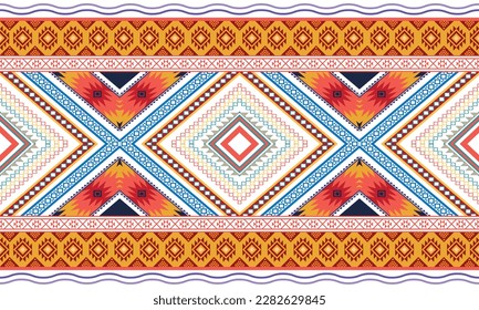 Geometric ethnic pattern vector background. seamless pattern traditional,Design for background, wallpaper, Batik, fabric, carpet, clothing, wrapping, and textile. Colorful ethnic pattern illustration