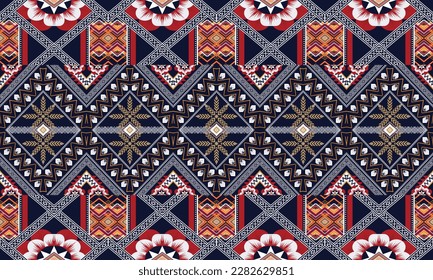 Geometric ethnic pattern vector background. seamless pattern traditional,Design for background, wallpaper, Batik, fabric, carpet, clothing, wrapping, and textile. Colorful ethnic pattern illustration