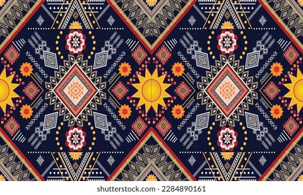 Geometric ethnic pattern vector background. seamless pattern traditional,Design for background, wallpaper, Batik, fabric, carpet, clothing, wrapping, and textile. Colorful ethnic pattern illustration