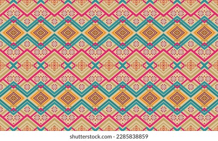 Geometric ethnic pattern vector background. seamless pattern traditional,Design for background, wallpaper, Batik, fabric, carpet, clothing, wrapping, and textile. Colorful ethnic pattern illustration