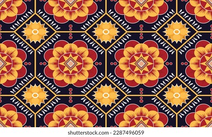 Geometric ethnic pattern vector background. seamless pattern traditional,Design for background, wallpaper, Batik, fabric, carpet, clothing, wrapping, and textile. Colorful ethnic pattern illustration