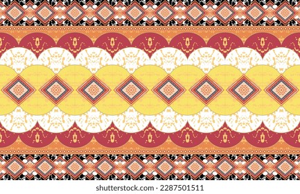 Geometric ethnic pattern vector background. seamless pattern traditional,Design for background, wallpaper, Batik, fabric, carpet, clothing, wrapping, and textile. Colorful ethnic pattern illustration