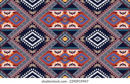 Geometric ethnic pattern vector background. seamless pattern traditional,Design for background, wallpaper, Batik, fabric, carpet, clothing, wrapping, and textile. Colorful ethnic pattern illustration