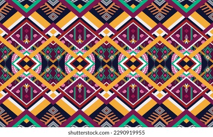 Geometric ethnic pattern vector background. seamless pattern traditional,Design for background, wallpaper, Batik, fabric, carpet, clothing, wrapping, and textile. Colorful ethnic pattern illustration