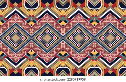Geometric ethnic pattern vector background. seamless pattern traditional,Design for background, wallpaper, Batik, fabric, carpet, clothing, wrapping, and textile. Colorful ethnic pattern illustration
