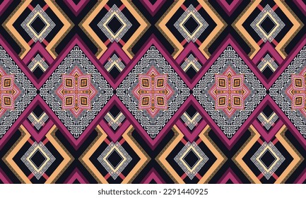 Geometric ethnic pattern vector background. seamless pattern traditional,Design for background, wallpaper, Batik, fabric, carpet, clothing, wrapping, and textile. Colorful ethnic pattern illustration
