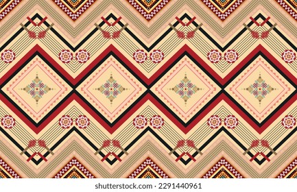 Geometric ethnic pattern vector background. seamless pattern traditional,Design for background, wallpaper, Batik, fabric, carpet, clothing, wrapping, and textile. Colorful ethnic pattern illustration