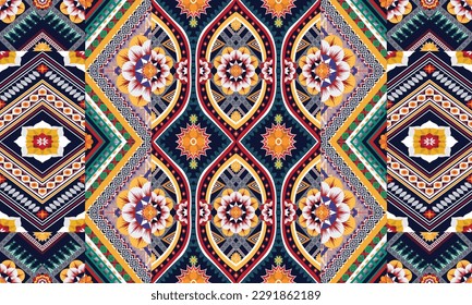 Geometric ethnic pattern vector background. seamless pattern traditional,Design for background, wallpaper, Batik, fabric, carpet, clothing, wrapping, and textile. Colorful ethnic pattern illustration