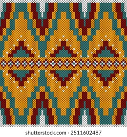 Geometric ethnic pattern vector background. seamless pattern traditional,Design for background, wallpaper, Batik, fabric, carpet, clothing, wrapping, Knitting . Colorful ethnic pattern illustration