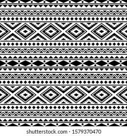 Geometric ethnic pattern vector black white color. Tribal Pattern. Aztec design boho rug, fabric, blanket and backdrop