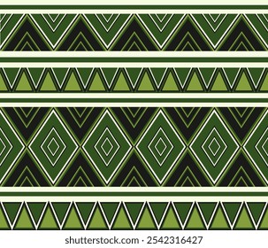 Padrão étnico geométrico, Vetor, Padrão sem emenda, Navajo, Nativo americano, Moda, Desing de cor, Desing asiático, Bonito, Elemento, Papel de parede, quadrado e triângulo padrões, verde e preto