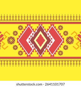 geometric ethnic pattern yellow. Native American tribal fabric, design vector for woven textile printing,tile,carpet,cards, motifs, picture books, boho indian ornament seamless Southwest Aztec pattern