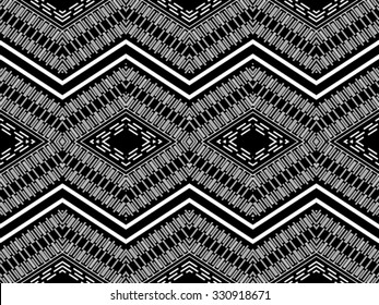 Geometric Ethnic Pattern,Black and White.