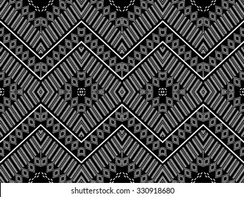 Geometric Ethnic Pattern,Black and White.