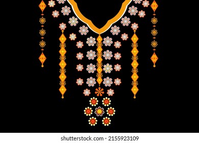 Geometric Ethnic Pattern,Flora Embroidered Necklace Design Fashion For Women's Blouse