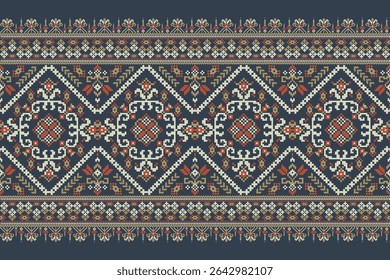 Geometric ethnic Pattern,geometric design pattern,Geometric oriental pattern on blue background,Vector illustration,abstract background,floral cross stitch embroidery,abstract design background,print.