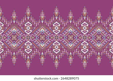 Motif ethnique géométrique, motif de conception géométrique, Motif oriental géométrique sur fond bleu, Illustration vectorielle, arrière-plan abstrait, broderie au point de croix floral, arrière-plan design abstrait, impression