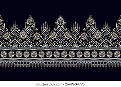 Padrão étnico geométrico,padrão de design geométrico,Padrão oriental geométrico no plano de fundo preto,Ilustração vetorial,plano de fundo abstrato,bordado floral com ponto de cruz,plano de fundo de design abstrato,impressão
