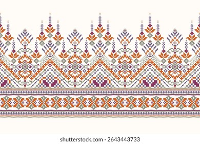 Geometric ethnic Pattern,geometric floral pattern background,vector illustration,Kolkata pattern,Aztec style,abstract background,floral cross stitch embroidery.design for texture,fabric,clothing,sari.