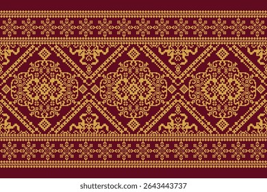 Geometric ethnic Pattern,geometric floral pattern background,vector illustration,Kolkata pattern,Aztec style,abstract background,floral cross stitch embroidery.design for texture,fabric,clothing,sari