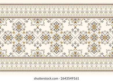 Geometric ethnic Pattern,geometric floral pattern background,vector illustration,Kolkata pattern,Aztec style,abstract background,floral cross stitch embroidery.design for texture,fabric,clothing,sari.