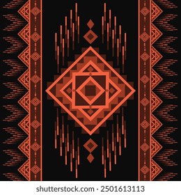 Geometric ethnic pattern,Native American tribal fabric,tile,carpet,vector,illustrations design,on navy blue background.