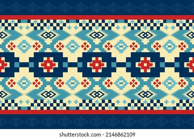 Geometric ethnic pattern,Oriental color ethnic pattern traditional. Design for fabric, curtain, background, carpet, wallpaper, clothing, wrapping, Batik, embroidery, fabric, Vector illustration style.