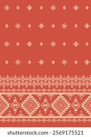 Geometric Ethnic Patterns, Cream and Orange, Traditional Navajo Design