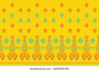 Geometric ethnic patterns. Cross Stitch. Seamless pattern in tribal, folk embroidery, and Mexican style. Aztec geometric art ornament print.Design for carpet, wallpaper, clothing, wrapping, fabric.