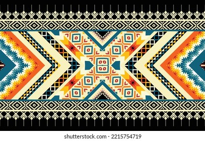 Geometric ethnic patterns seamless colorful oriental, western. seamless pattern. Design for fabric, curtain, background, carpet, wallpaper, clothing, wrapping, Batik. Vector illustration pattern.