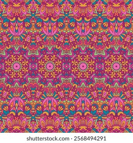 Geometric ethnic print abstract decorative vector seamless ornamental pattern bright colorful playful design