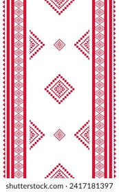 Geometric ethnic red and white seamless pattern  design for carpet,curtain,clothing,fabric,wrapping paper,tiles,textiles,batik,texture and wallpaper.Vector background.