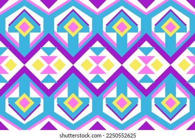 Geometric ethnic retro color pattern traditional Design for background,carpet,wallpaper,clothing,wrapping,fabric,Vector illustration.embroidery style.