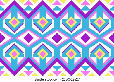 Geometrisches ethnisches Retro-Farbmuster traditionelles Design für Hintergrund, Teppich, Tapeten, Kleidung, Umhüllung, Stoff, Vektorgrafik.Stickereistil.