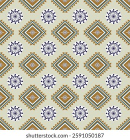 Geometric ethnic Seamless patten, Treditional, Clothing, Abric, Rugs, Navajo, Native american, Ornate elements with ethnic patterns design for textiles.