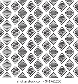 Geometric, ethnic, seamless pattern, black and white graphics. Traditional folk structure. For the design and decoration background, wallpaper, packaging, fabrics, textiles.