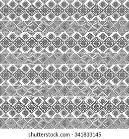 Geometric, ethnic, seamless pattern, black and white graphics. Traditional folk structure. For the design and decoration background, wallpaper, packaging, fabrics, textiles.