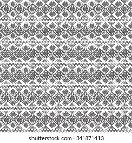 Geometric, ethnic, seamless pattern, black and white graphics. Traditional folk structure. For the design and decoration background, wallpaper, packaging, fabrics, textiles.