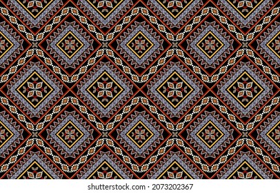 Geometric ethnic seamless pattern. decorative flower and ornamental. Native traditional style. design for background,wallpaper,texture,fabric,clothing,carpet,embroidery