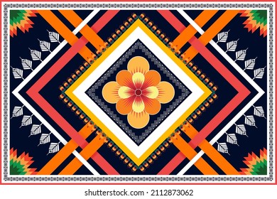 Geometric ethnic seamless pattern design. Aztec fabric carpet mandala ornament boho native chevron textile decoration wallpaper. Tribal turkey African Indian traditional embroidery vector background 
