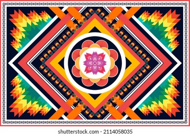 Geometric ethnic seamless pattern design. Aztec fabric carpet mandala ornament boho native chevron textile decoration wallpaper. Tribal turkey African Indian traditional embroidery vector background 