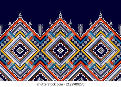 Geometric ethnic seamless pattern design. Aztec fabric carpet mandala ornament chevron textile decoration wallpaper Tribal turkey African American traditional embroidery vector illustration background