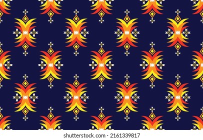 Geometric ethnic seamless pattern design. Design for carpet, wallpaper, clothing, wrapping, batik, fabric, Vector illustration embroidery style in Ethnic themes.