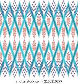 Geometric ethnic seamless pattern design for wallpaper, background, fabric, curtain, carpet, clothing, and wrapping, in embroidery style.