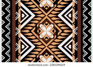 Geometric ethnic seamless pattern design for wallpaper, background, fabric, curtain, carpet, clothing, and wrapping.