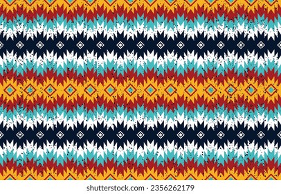 Diseño de patrones geométricos sin costura. Diseño para fondo, papel pintado, tela, ropa, alfombra, pañuelo, decoración, alfombra y envoltura. Motivos nativos americanos. Estilo bordado. Grunge textura.