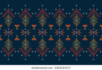 Geometric ethnic seamless pattern design. Design for wallpaper, Fabric, clothing, scarf, rug, pillow, carpet, blanket, curtain, cover, textile. African embroidery style. Native American motifs.