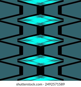 Geometric ethnic seamless pattern. Hexagonal pattern, turquoise, black border white background For making wallpapers, backgrounds, fabric, clothing, batik, sarong, scarves and textiles.